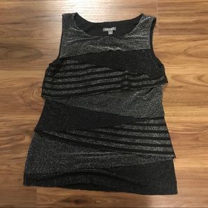 Black and metallic layered tank top